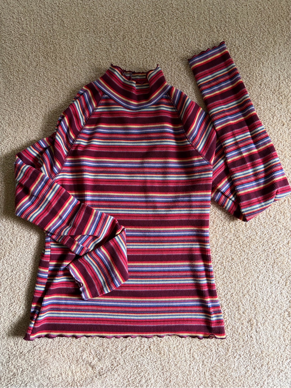 Striped Mock Neck Women's Top